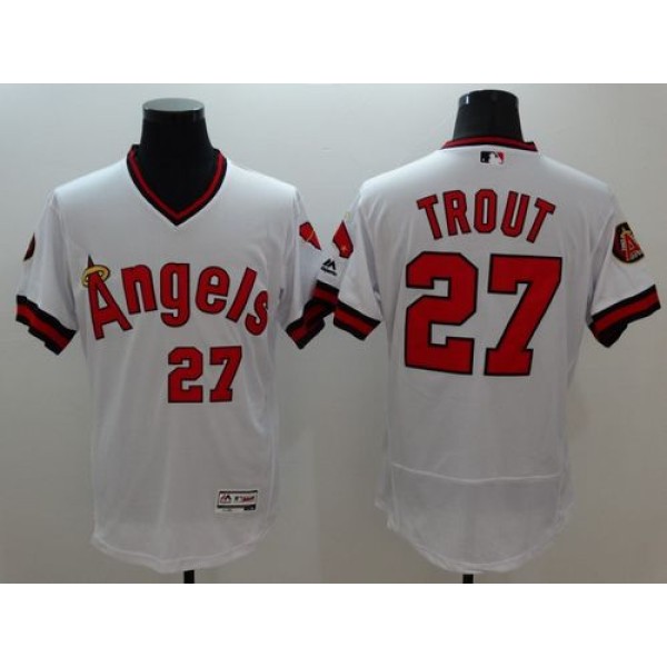 Angels of Anaheim #27 Mike Trout White Flexbase Authentic Collection Cooperstown Stitched Jersey