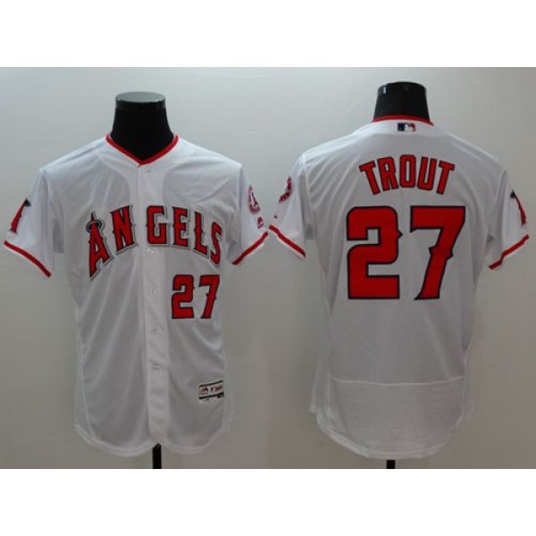Angels Of Anaheim #27 Mike Trout White Flexbase Authentic Collection Stitched Jersey