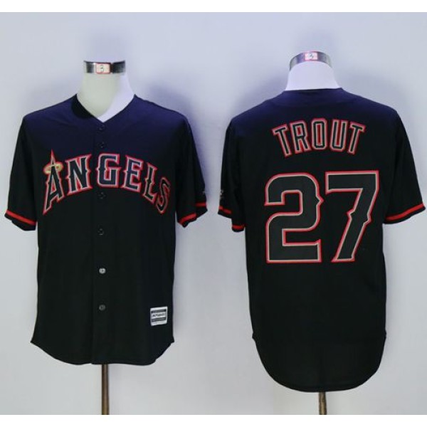 Angels Of Anaheim #27 Mike Trout Black New Cool Base Fashion Stitched Jersey