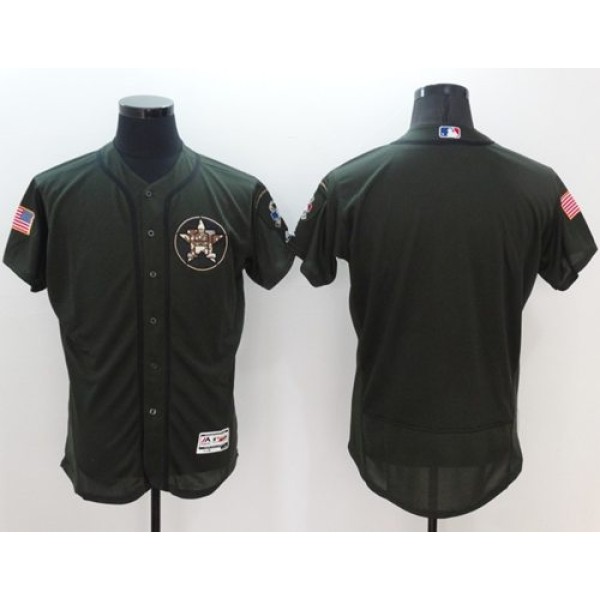 Astros Blank Green Flexbase Authentic Collection Salute To Service Stitched Jersey