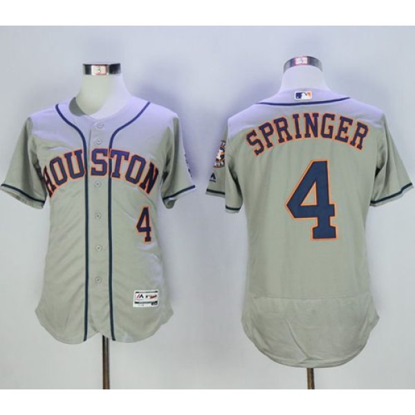 Astros #4 George Springer Grey Flexbase Authentic Collection Stitched Jersey