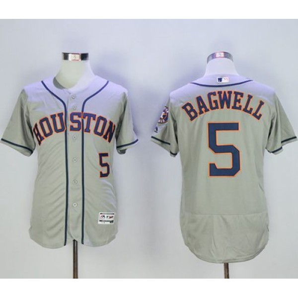 Astros #5 Jeff Bagwell Grey Flexbase Authentic Collection Stitched Jersey
