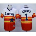 Astros #1 Carlos Correa White Orange 1980 Turn Back The Clock Stitched Jersey