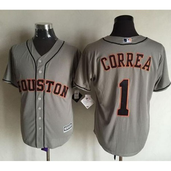 Astros #1 Carlos Correa Grey New Cool Base Stitched Jersey