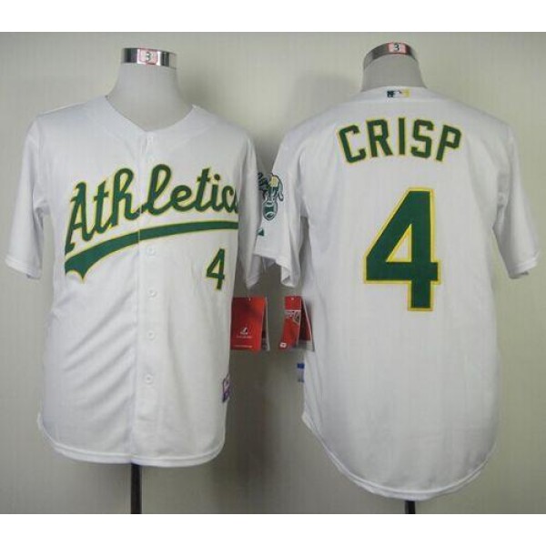 Athletics #4 Coco Crisp White Cool Base Stitched Jersey