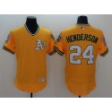 Athletics #24 Rickey Henderson Yellow Flexbase Authentic Collection Cooperstown Stitched Jersey