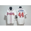 Atlanta Braves #44 Hank Aaron White Team Logo Print Cool Base Stitched Jersey