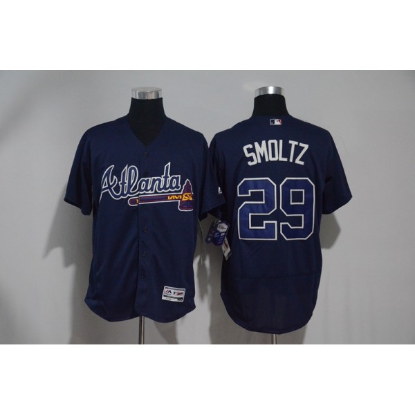 Atlanta Braves #29 John Smoltz Navy Flexbase Stitched Jersey