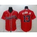 Atlanta Braves #13 Ronald Acuña Jr Red Cool Base Stitched Jersey