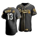 Atlanta Braves #13 Ronald Acuña Jr Black Golden Flex Base Stitched Jersey