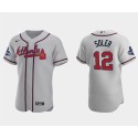Atlanta Braves #12 Jorge Soler 2021 Gray World Series Champions Flex Base Stitched Jersey