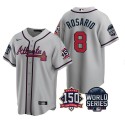 Atlanta Braves #8 Eddie Rosario 2021 Gray World Series With 150th Anniversary Patch Cool Base Stitched Jersey