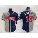 Atlanta Braves #13 Ronald Acuna Jr. Gray Navy Two Tone Split Cool Base Stitched Baseball Jersey