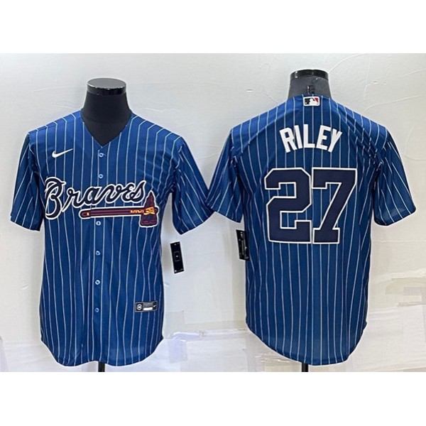 Atlanta Braves #27 Austin Riley Navy Cool Base Stitched Baseball Jersey