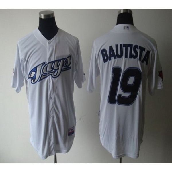Blue Jays #19 Jose Bautista White Cool Base Stitched Jersey