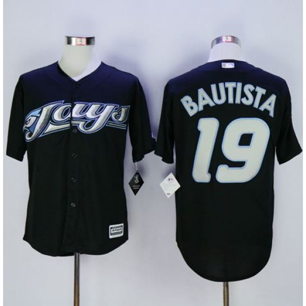 Blue Jays #19 Jose Bautista Black New Cool Base Stitched Jersey