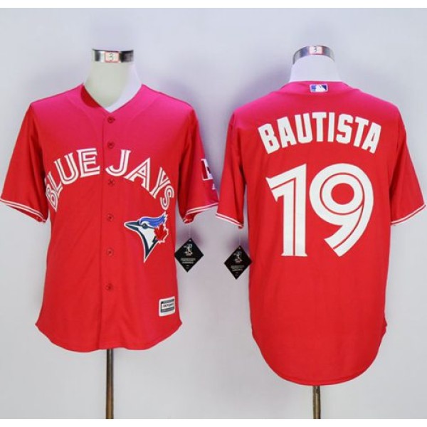 Blue Jays #19 Jose Bautista Red New Cool Base Canada Day Stitched Jersey