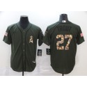 Los Angeles Angels #27 Mike Trout Olive Cool Base Stitched Jersey