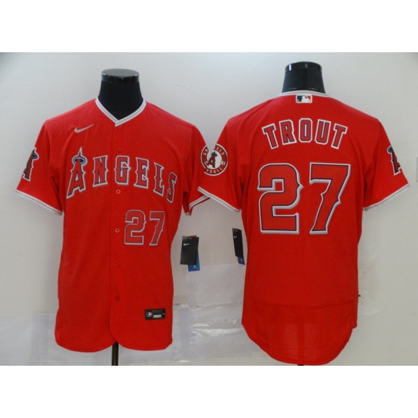 Los Angeles Angels #27 Mike Trout Red Flex Base Stitched Jersey