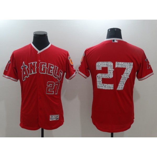 Los Angeles Angels #27 Mike Trout Red Flex Base Stitched Baseball Jersey