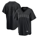 Los Angeles Angels #17 Shohei Ohtani Black Pitch Black Fashion Replica Stitched Jersey
