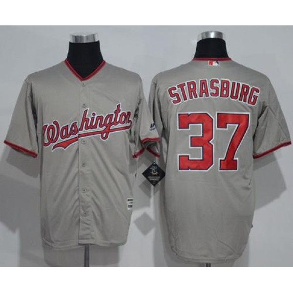 Nationals #37 Stephen Strasburg Grey New Cool Base Stitched Jersey