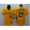 Pittsburgh Pirates #21 Roberto Clemente Yellow Flex Base Stitched Jersey