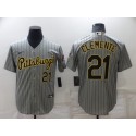 Pittsburgh Pirates #21 Roberto Clemente Dark Grey Cool Base Stitched Jersey