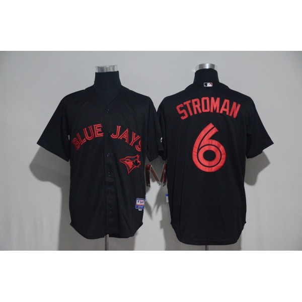 Toronto Blue Jays #6 Marcus Stroman Black Strip Stitched Jersey