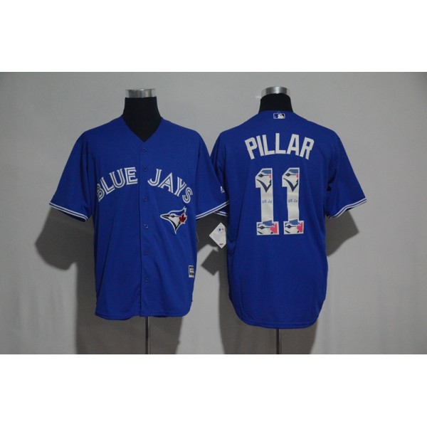 Toronto Blue Jays #11 Kevin Pillar Blue Team Logo Print Cool Base Stitched Jersey
