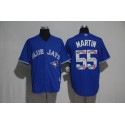 Toronto Blue Jays #55 Russell Martin Blue Team Logo Print Cool Base Stitched Jersey