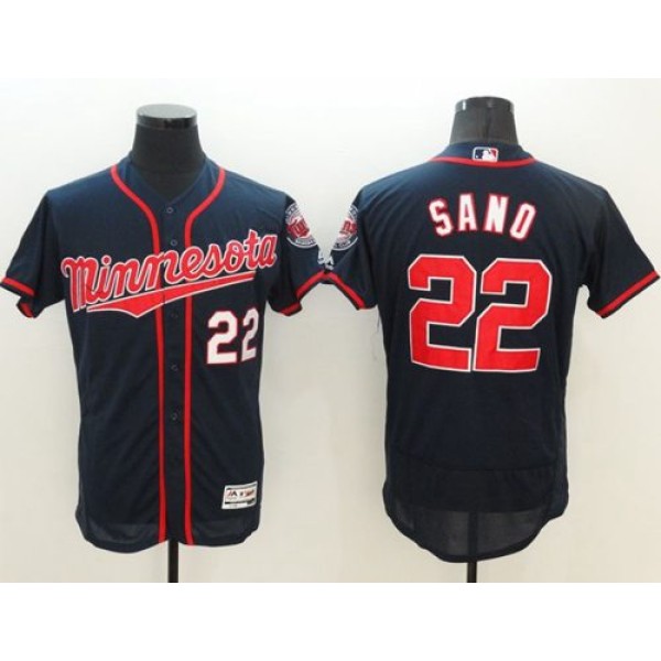 Twins #22 Miguel Sano Navy Blue Flexbase Authentic Collection Stitched Jersey