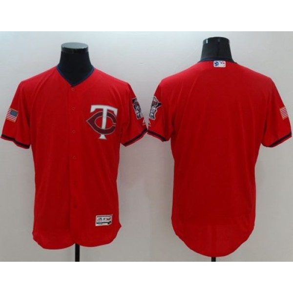 Twins Blank Red Fashion Stars Stripes Flexbase Authentic Stitched Jersey