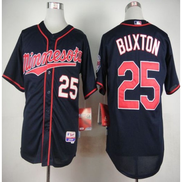 Twins #25 Byron Buxton Navy Blue Alternate Road Cool Base Stitched Jersey