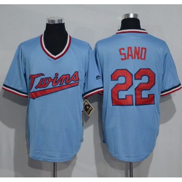 Twins #22 Miguel Sano Light Blue Cooperstown Throwback Stitched Jersey