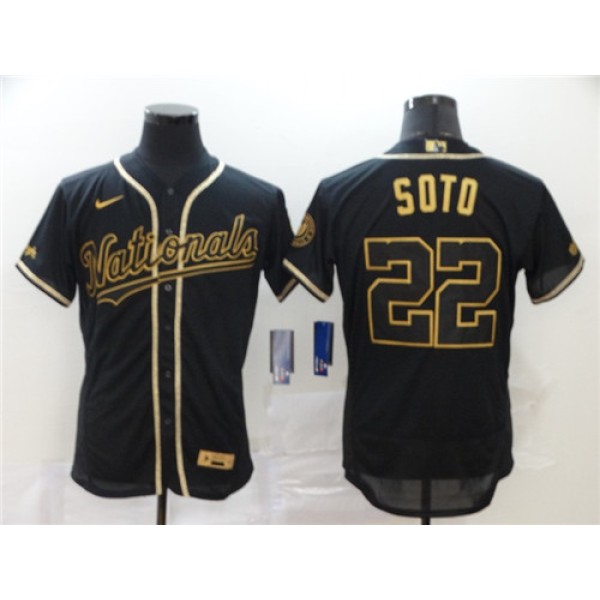 Washington Nationals #22 Juan Soto Black Golden Flex Base Stitched Jersey