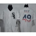 White Sox #49 Chris Sale White(Black Strip) USA Flag Fashion Stitched Jersey
