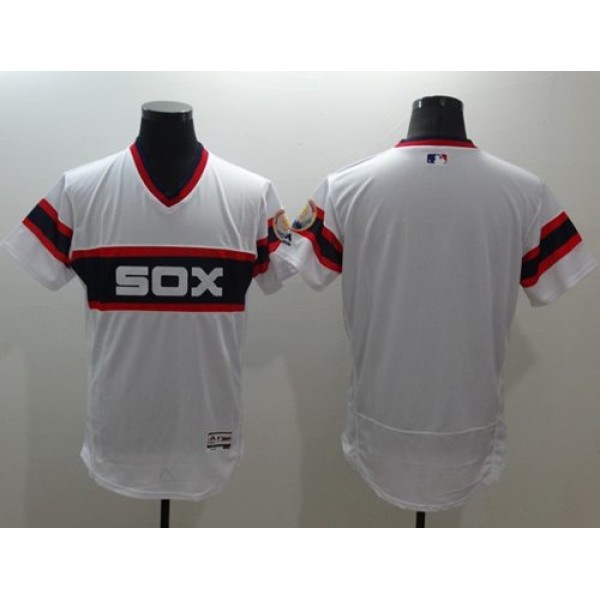 White Sox Blank White Flexbase Authentic Collection Alternate Home Stitched Jersey