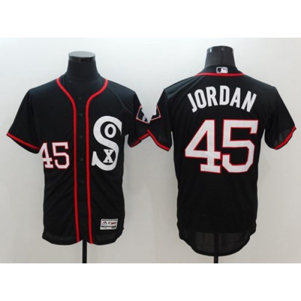 White Sox #45 Michael Jordan Black New Flexbase Authentic Collection Stitched Jersey