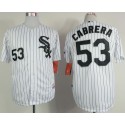 White Sox #53 Melky Cabrera White Black Strip Stitched Jersey