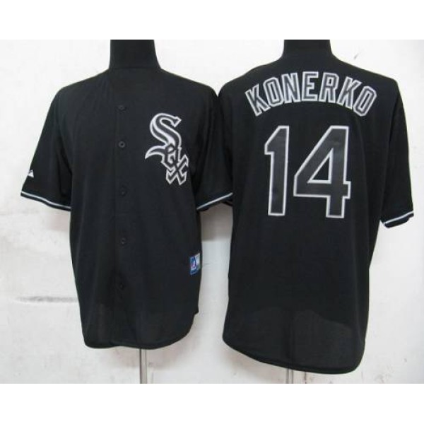 White Sox #14 Paul Konerko Black Fashion Stitched Jersey