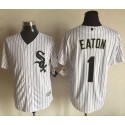 White Sox #1 Adam Eaton White(Black Strip) New Cool Base Stitched Jersey