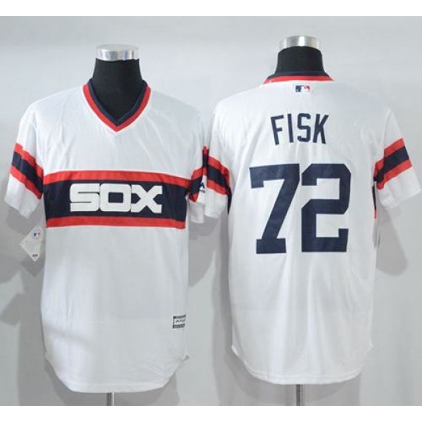 White Sox #72 Carlton Fisk White New Cool Base Alternate Home Stitched Jersey
