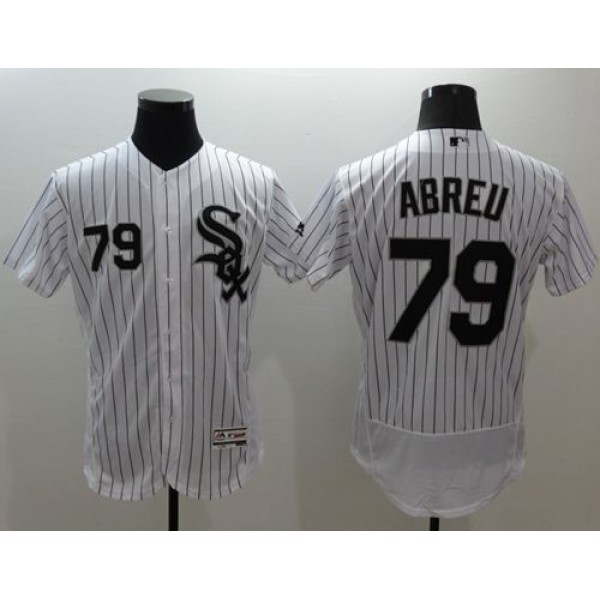 White Sox #79 Jose Abreu White(Black Strip) Flexbase Authentic Collection Stitched Jersey