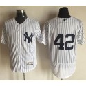 Yankees #42 Mariano Rivera White Strip Flexbase Authentic Collection Stitched Jersey