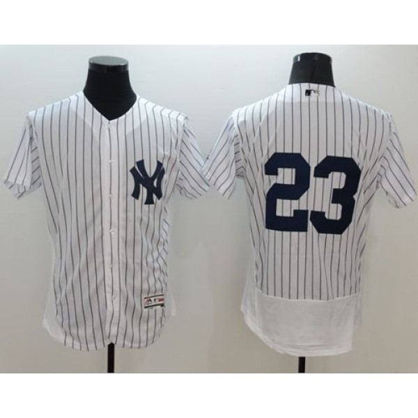 Yankees #23 Don Mattingly White Strip Flexbase Authentic Collection Stitched Jersey
