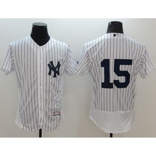 Yankees #15 Thurman Munson White Strip Flexbase Authentic Collection Stitched Jersey