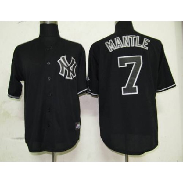 Yankees #7 Mickey Mantle Black Fashion Stitched Jersey