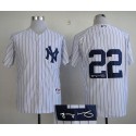 Yankees #22 Jacoby Ellsbury White Autographed Stitched Jersey