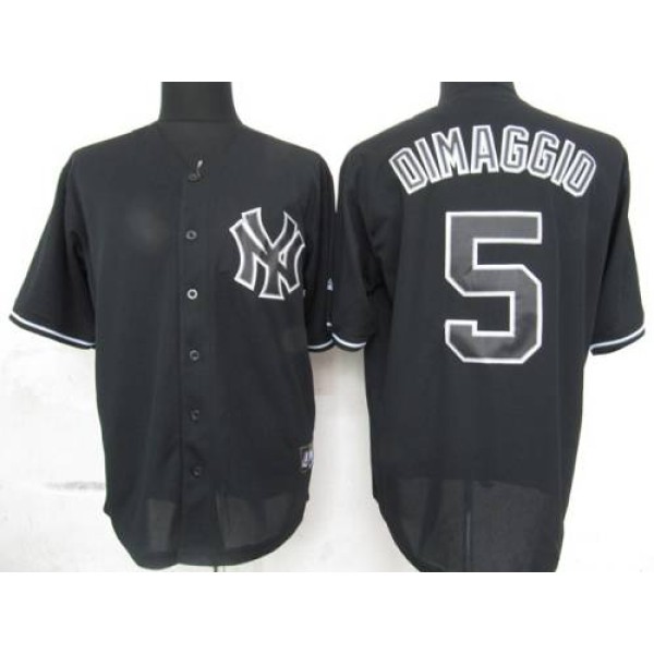 Yankees #5 Joe DiMaggio Black Fashion Stitched Jersey